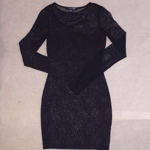 F21 Long Sleeve Mesh Panel Dress